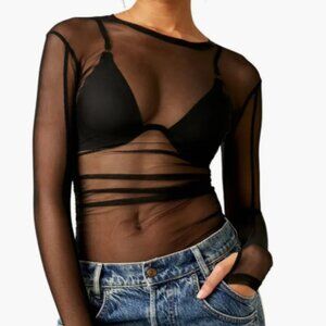 Free People Last Layer Sheer Mesh Top NWT